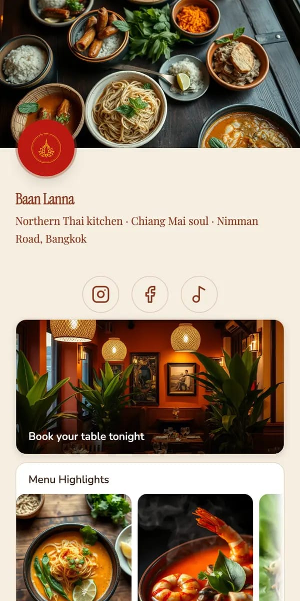 Baan Lanna — a live Hublink page