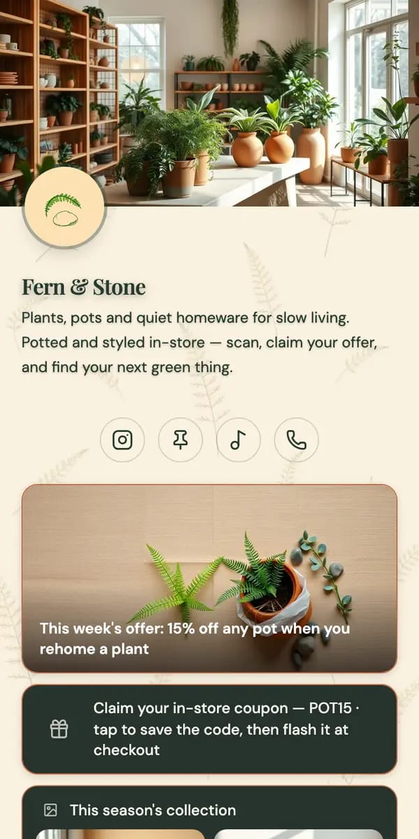 Fern & Stone — a live Hublink page