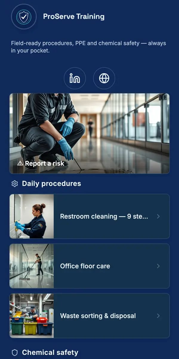 ProServe Training — a live Hublink page