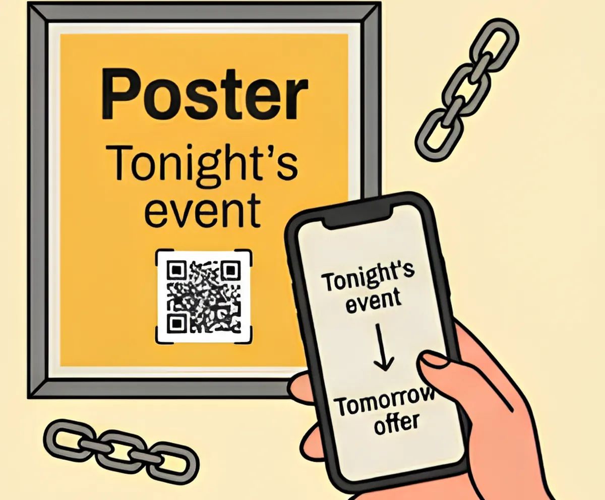 A poster carrying a code for tonight’s event