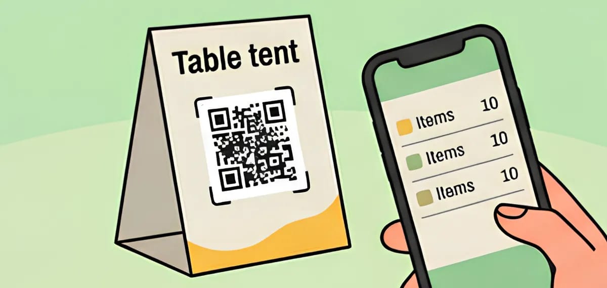 A table tent being scanned by a diner
