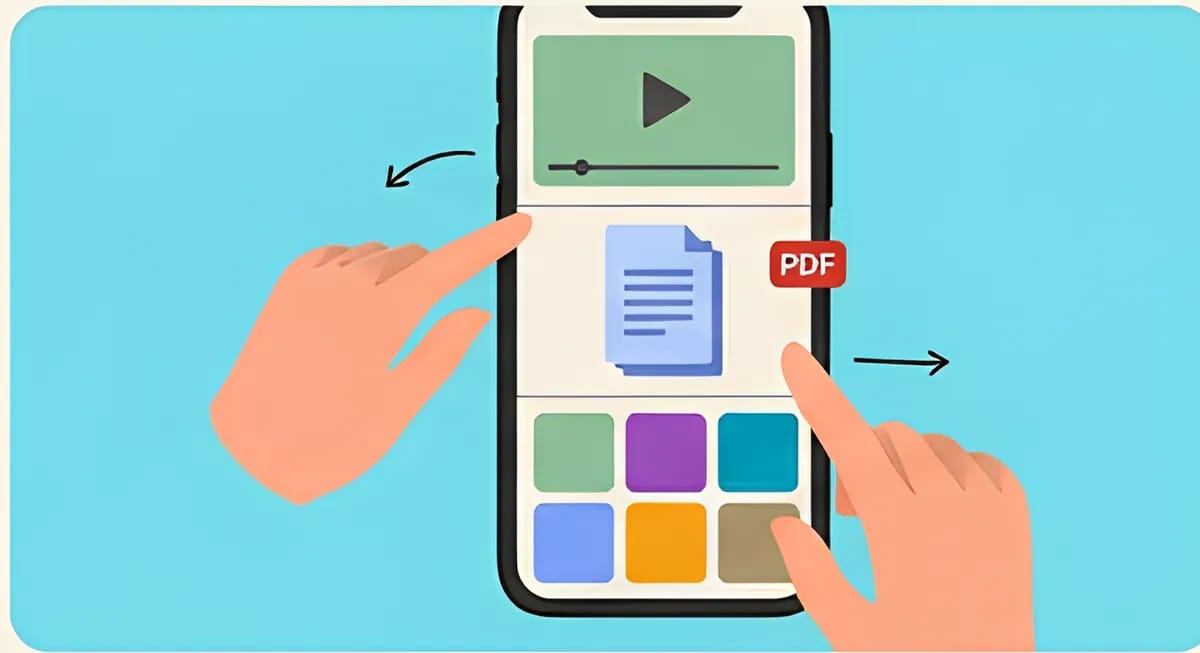 A video, a photo gallery and a PDF playing inside the page